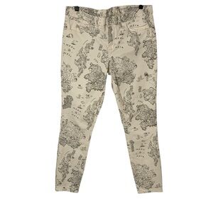 Madewell Women’s 10 Map Print Skinny Ankle Size 30 Jeans Pants Neutral Quirky